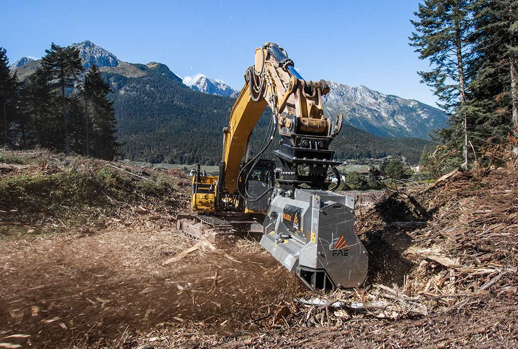 Land clearing equipment at work